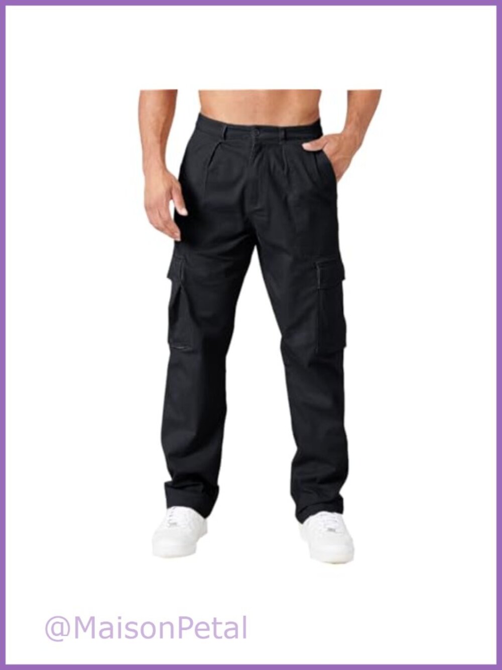 Men's Cotton Spandex Cargo Pants Elastic Waist Work Hiking